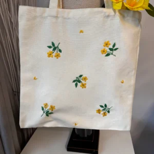 Embroidered floral tote bag