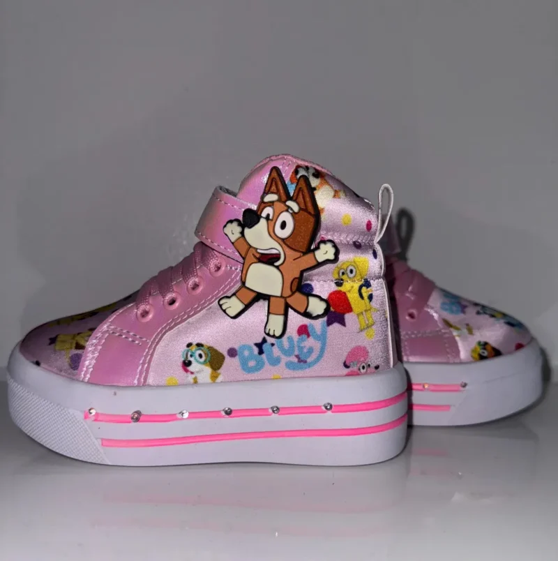 bluey cartoon inspired, light up sneakers for kids