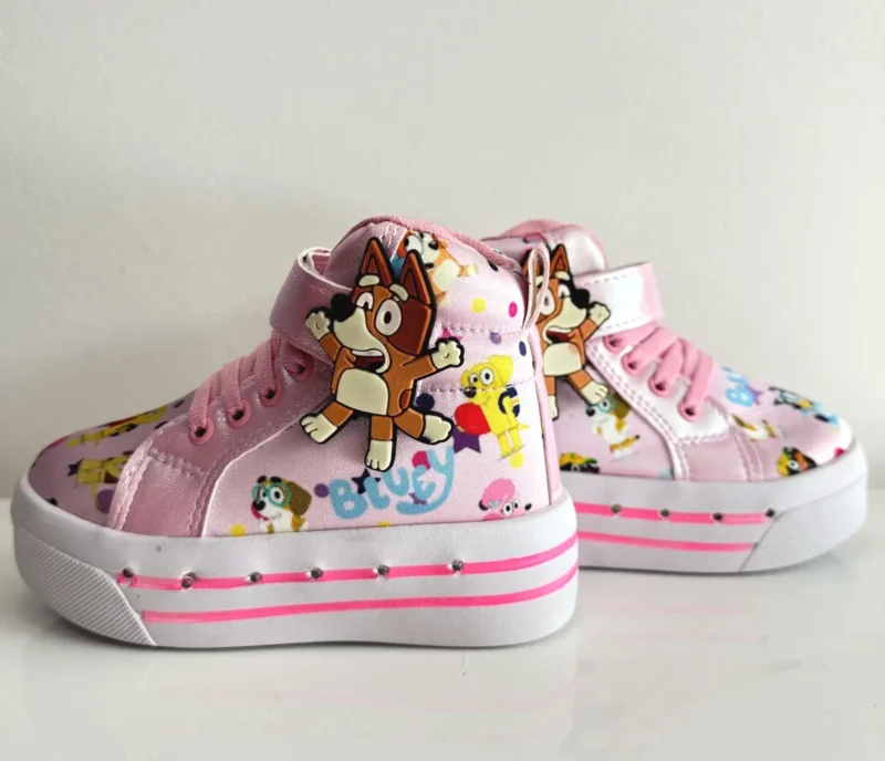 bluey cartoon inspired, light up sneakers for kids
