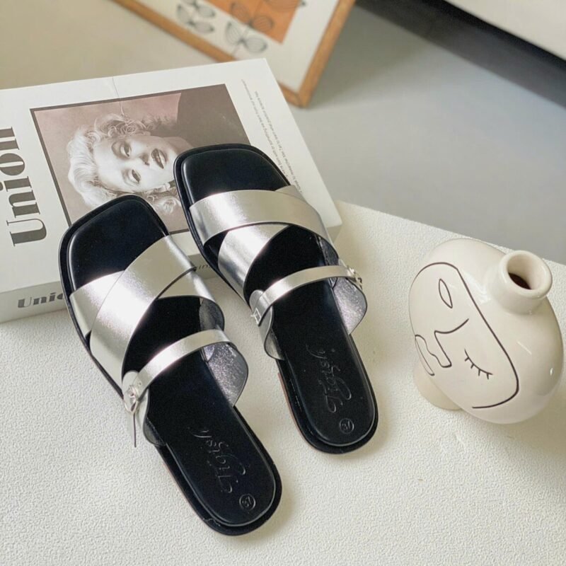 Stacked sandals straps Women's Flat
