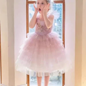 Ruffled Pastel Pink Tutu Dress