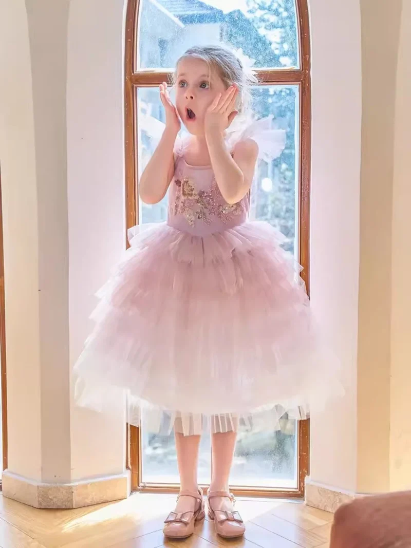 Ruffled Pastel Pink Tutu Dress